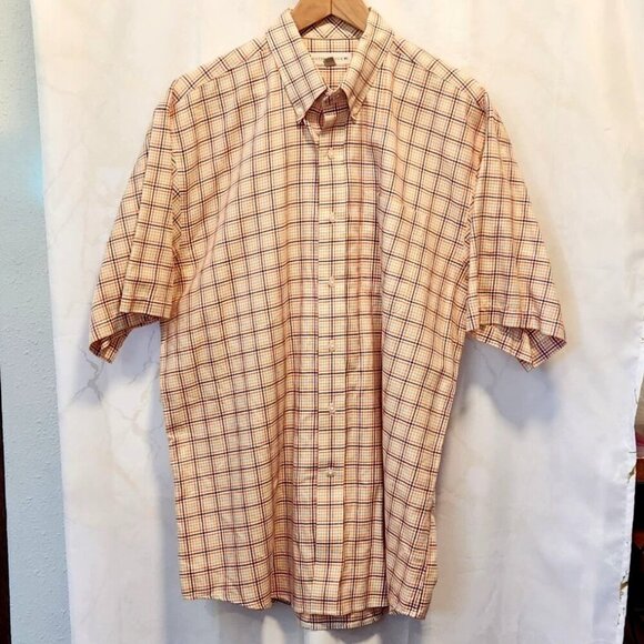 Cutter & Buck Button Down Shirt Men's XL Short Sleeve 100% Cotton Tartan Plaid - Picture 1 of 8